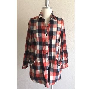 Flannel Checker plaid shirt top size medium